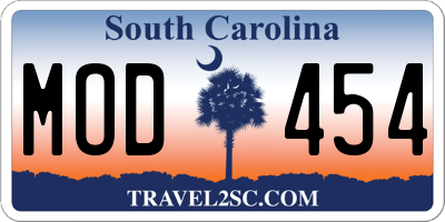SC license plate MOD454