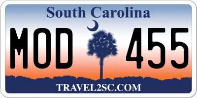 SC license plate MOD455