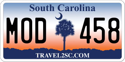SC license plate MOD458