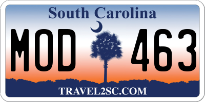 SC license plate MOD463