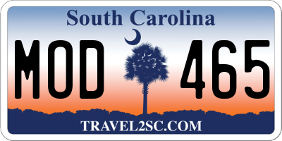 SC license plate MOD465