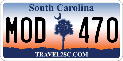 SC license plate MOD470