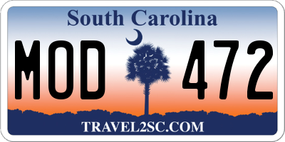 SC license plate MOD472