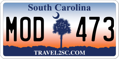 SC license plate MOD473