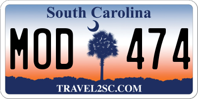 SC license plate MOD474