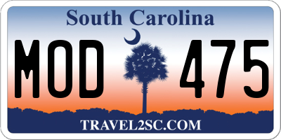SC license plate MOD475