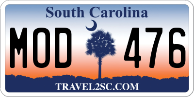 SC license plate MOD476