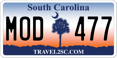 SC license plate MOD477