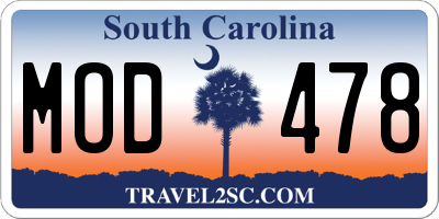 SC license plate MOD478
