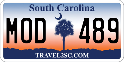 SC license plate MOD489