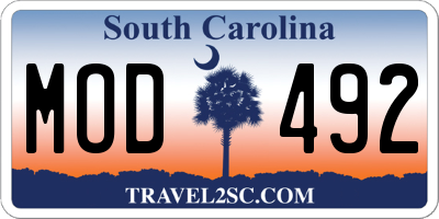 SC license plate MOD492