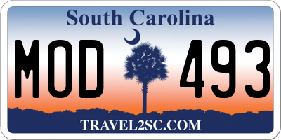 SC license plate MOD493