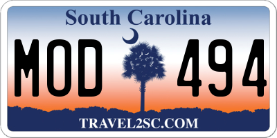 SC license plate MOD494