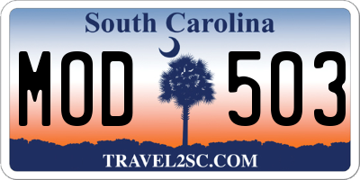 SC license plate MOD503