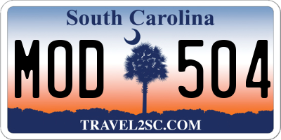 SC license plate MOD504