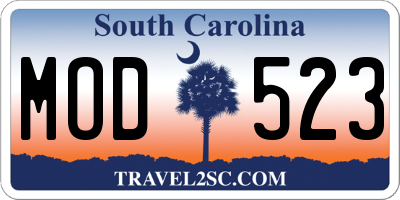 SC license plate MOD523