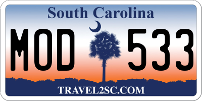 SC license plate MOD533