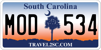 SC license plate MOD534