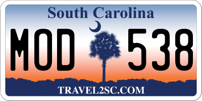 SC license plate MOD538
