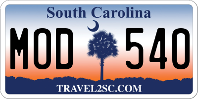 SC license plate MOD540