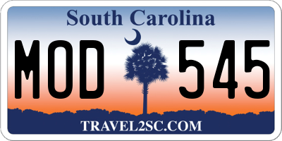 SC license plate MOD545