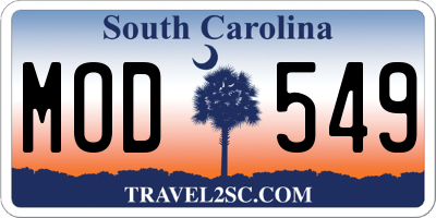 SC license plate MOD549