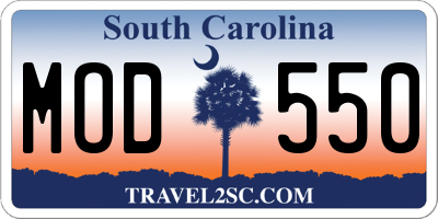 SC license plate MOD550