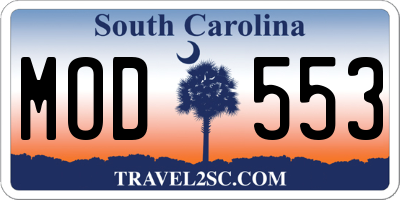 SC license plate MOD553