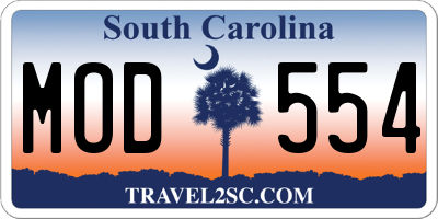SC license plate MOD554