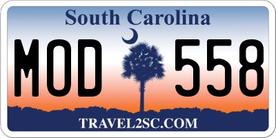 SC license plate MOD558