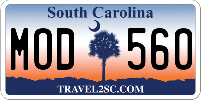 SC license plate MOD560