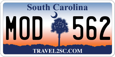 SC license plate MOD562