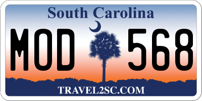 SC license plate MOD568
