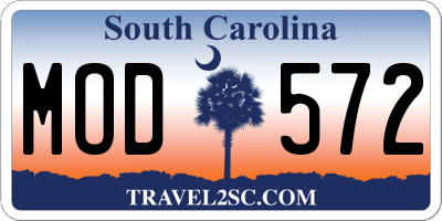 SC license plate MOD572