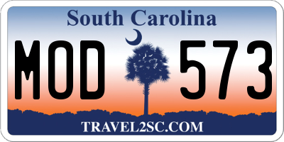 SC license plate MOD573