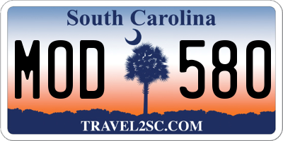 SC license plate MOD580
