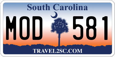 SC license plate MOD581