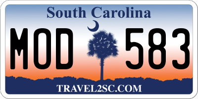 SC license plate MOD583