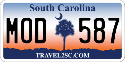SC license plate MOD587