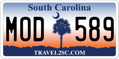 SC license plate MOD589