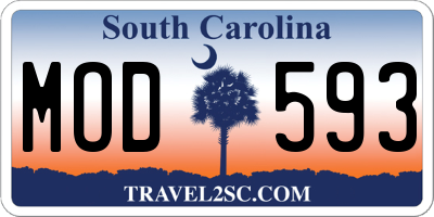 SC license plate MOD593