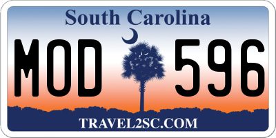 SC license plate MOD596