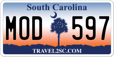 SC license plate MOD597