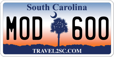 SC license plate MOD600