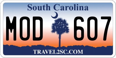 SC license plate MOD607
