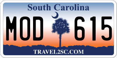 SC license plate MOD615