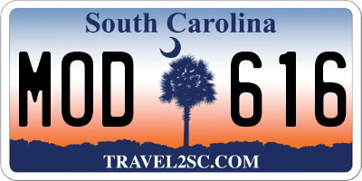 SC license plate MOD616