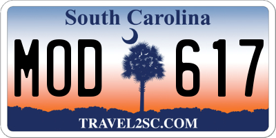 SC license plate MOD617