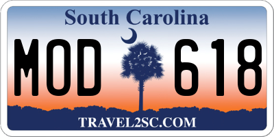 SC license plate MOD618