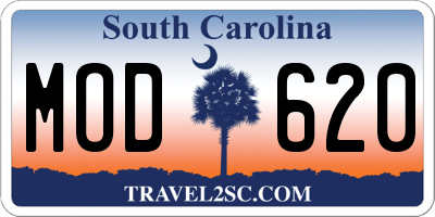 SC license plate MOD620